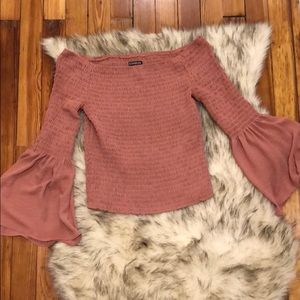 Express off the shoulder bell sleeve top